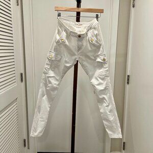 Michael Kors - Stretch Cotton Skinny Cargo Pants Size 0 Altered - White